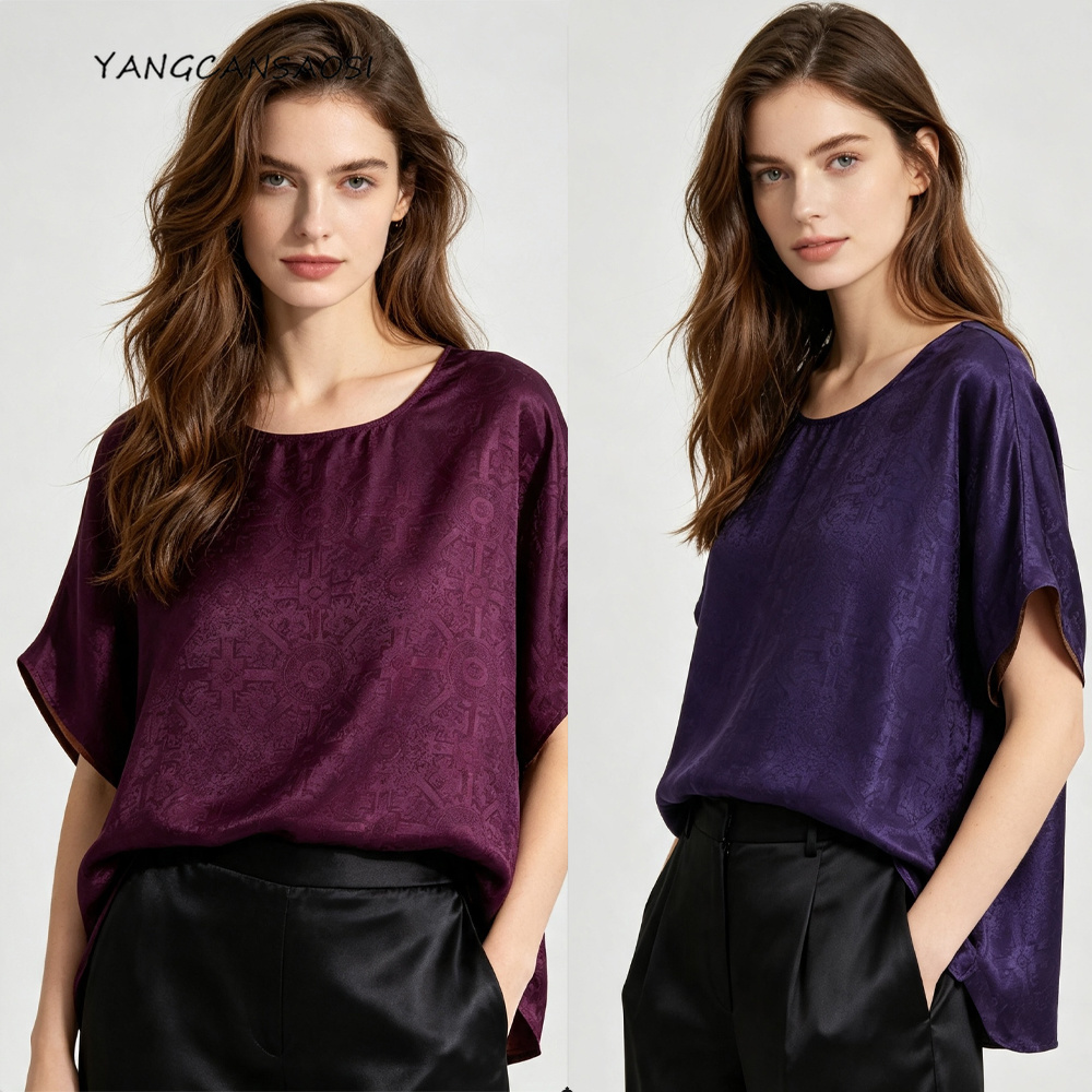 Silk Blouse - T-shirt décontracté d'été pour femmes grandes