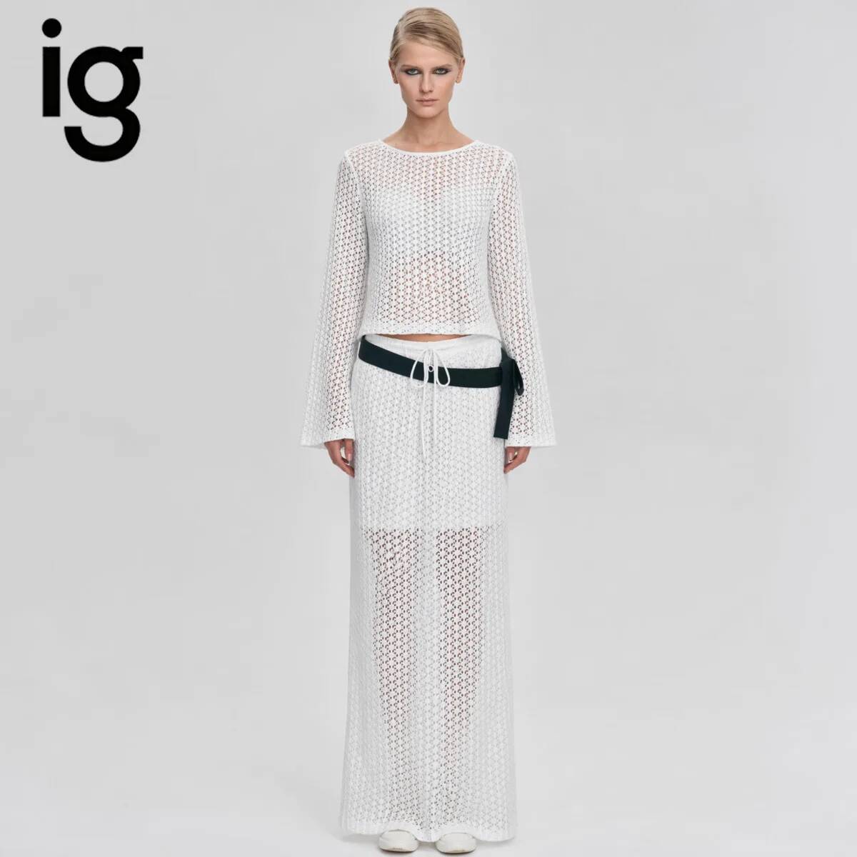 Formal Skirt - Ensemble deux pièces en maille ajourée