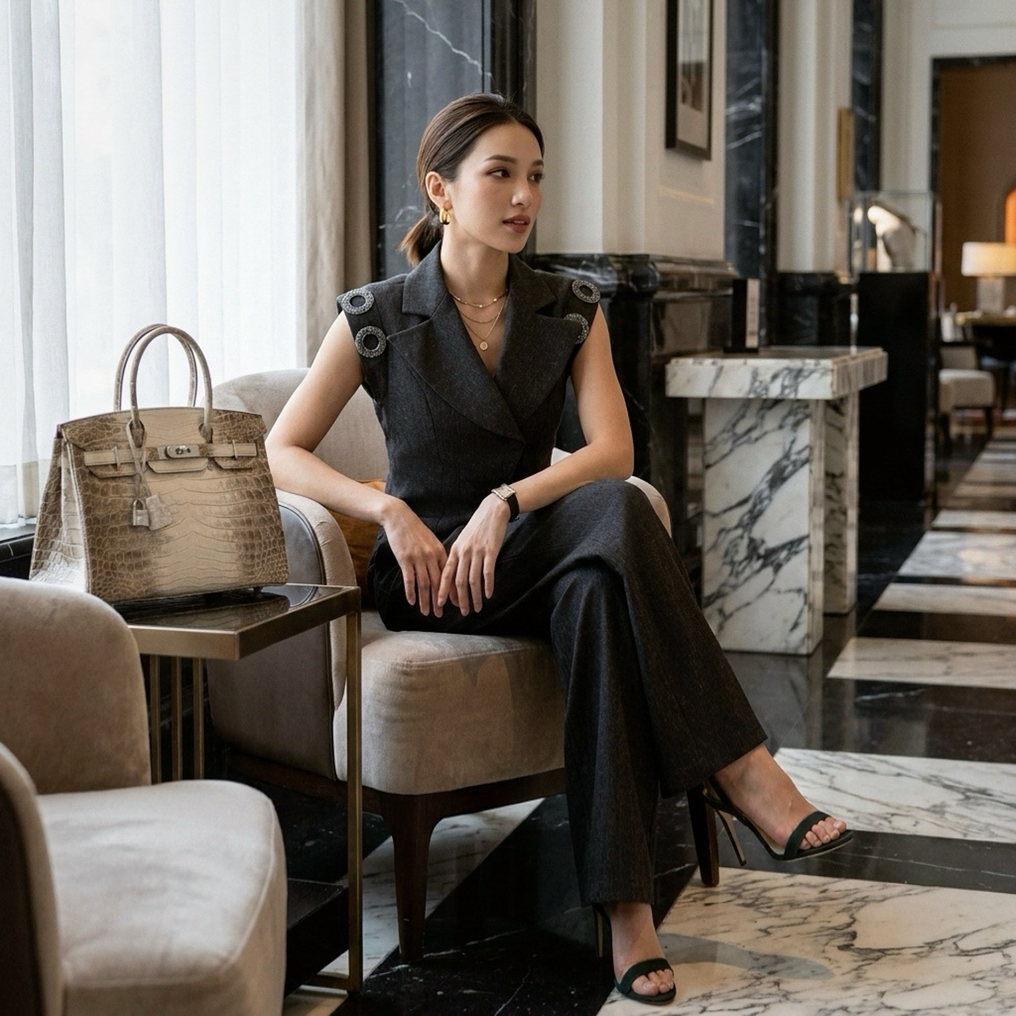 Womens Blazer - Ensemble tailleur élégant avec gilet et