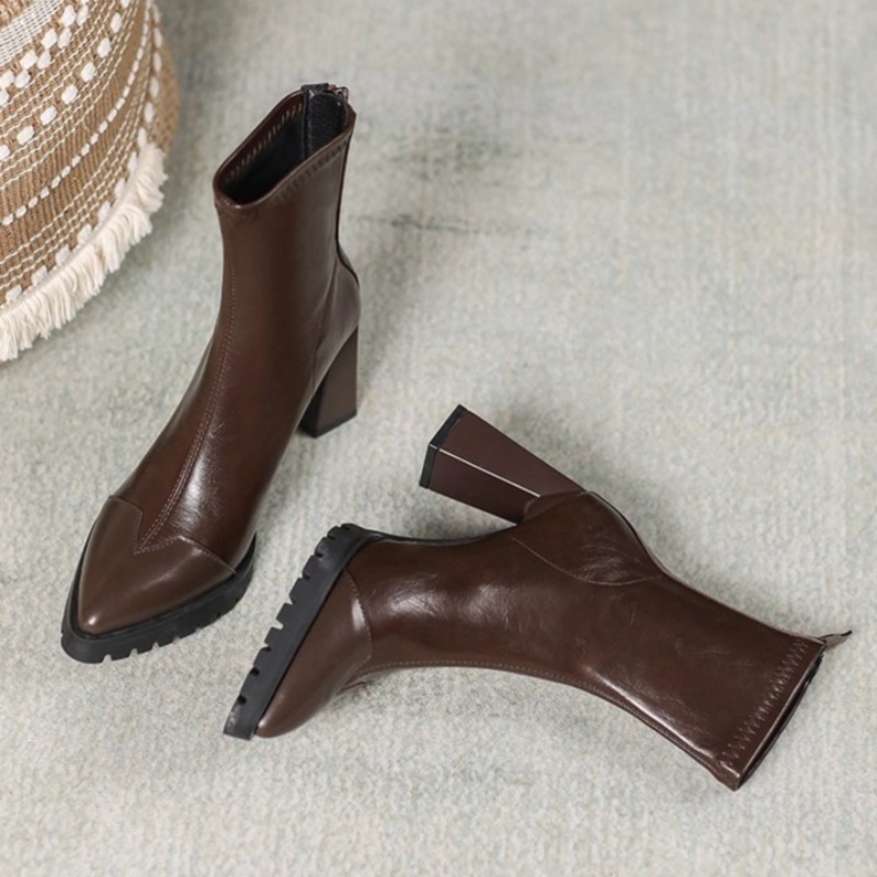Pump Heel Block - Bout pointu bottes serrées françaises bottes