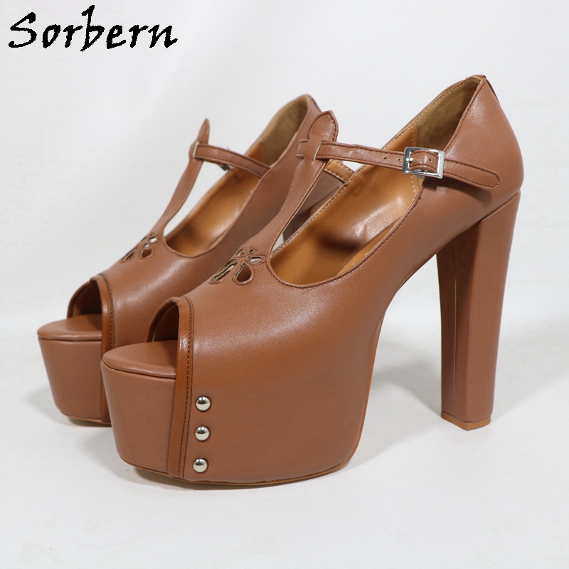 Pump Heel Block - Sorbern marron mat femmes escarpins chaussures