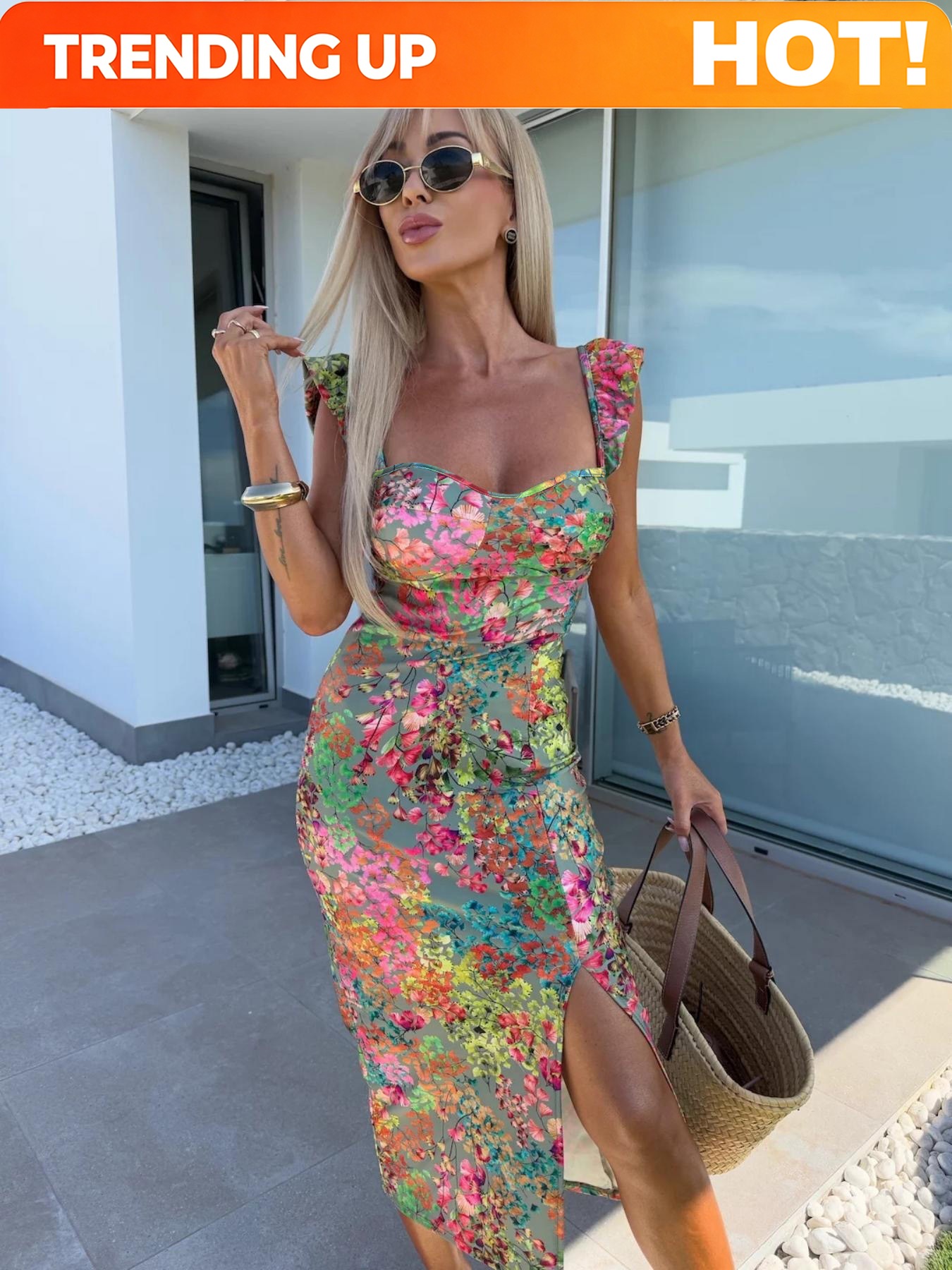 Midi Dress - Nouvelle Robe Midi Imprimée Bohème Élégante