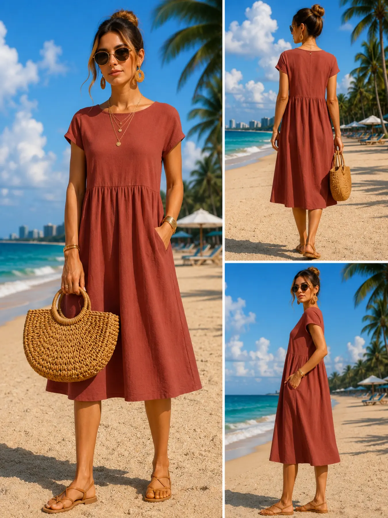 Midi Dress - Robe midi décontractée pour femmes, avec