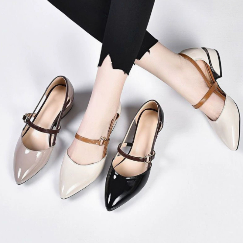 Pump Heel Block - Chaussures à talon carré bicolores pour