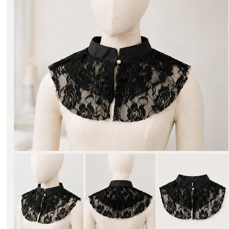 Lace Dress - Élégant col amovible en dentelle florale