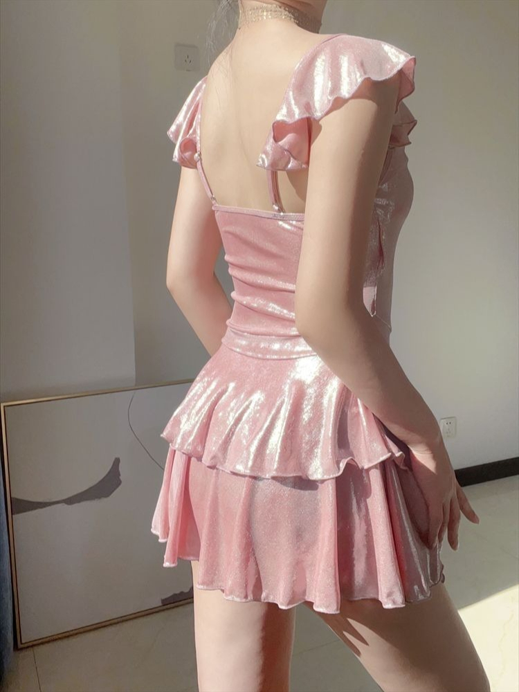Womens Suit - Maillot de bain rose brillant flatteur
