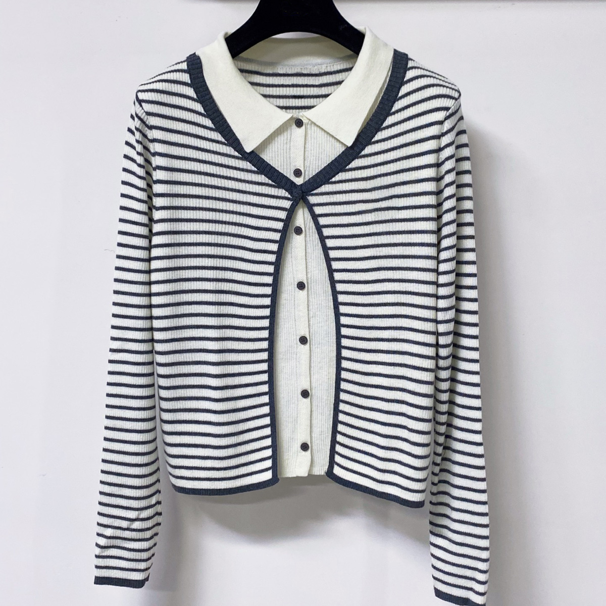 Haut tricoté rayé à col polo p - Silk Blouse avis et prix