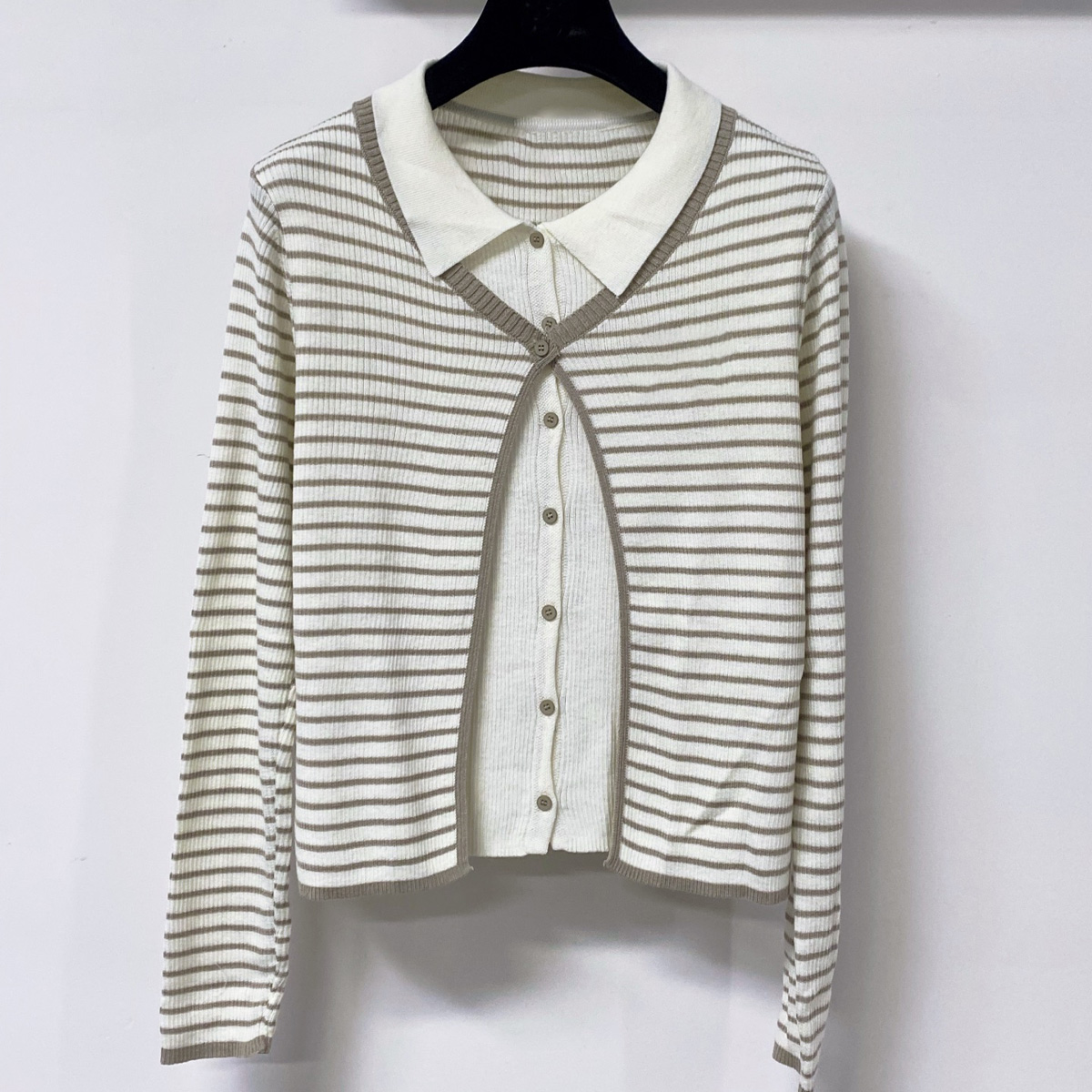 Haut tricoté rayé à col polo p - Silk Blouse avis et prix