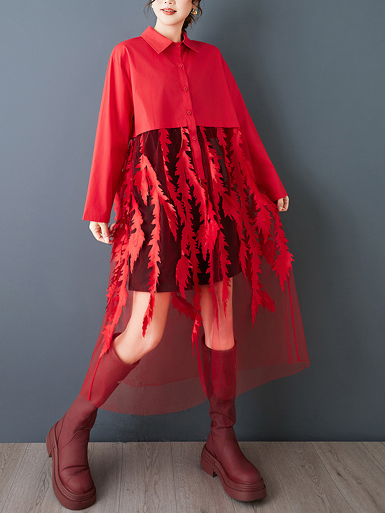 Robe chemise Vintage rouge en  - Women'S Red Formal Wear avis et prix
