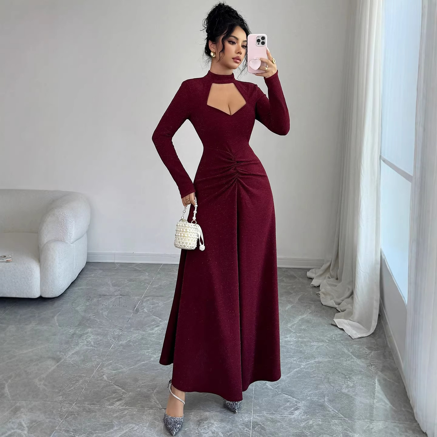 Robe midi moulante sexy plissé - Midi Dress avis et prix