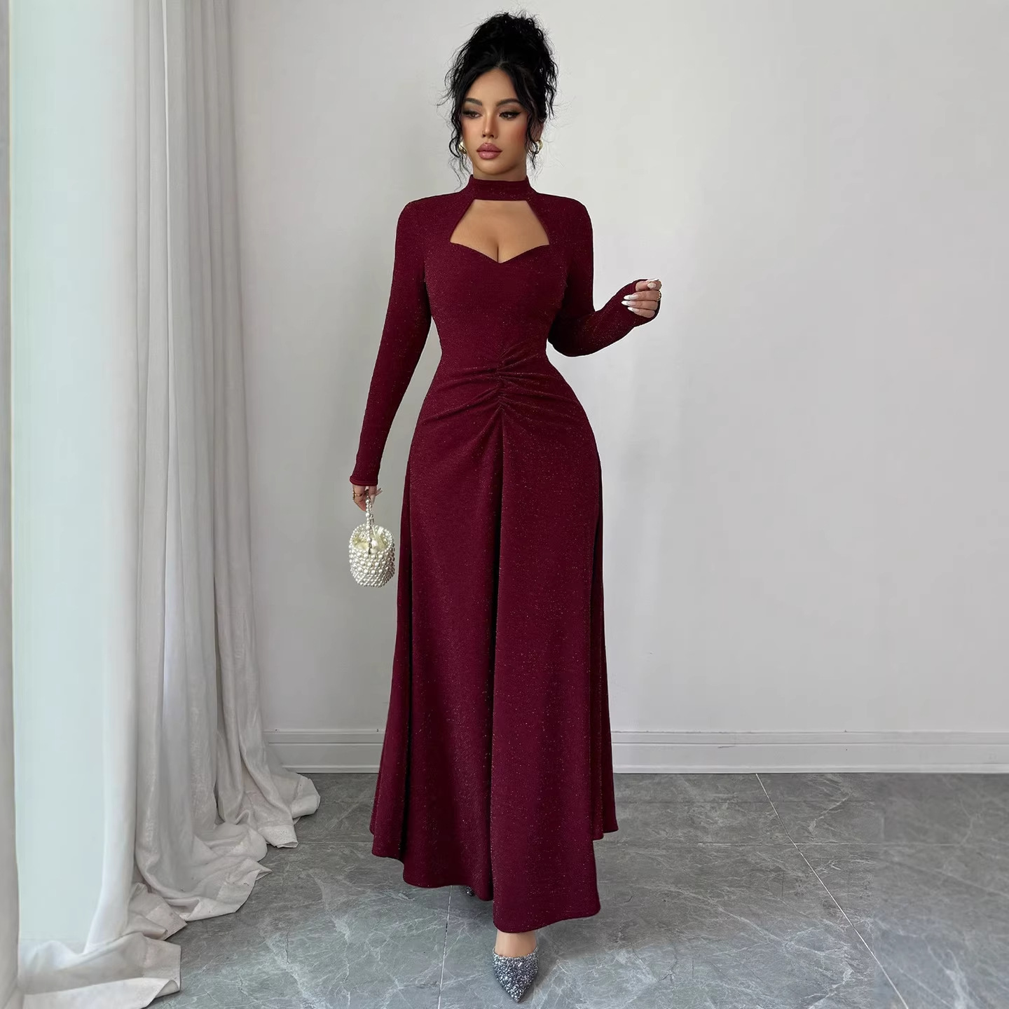 Robe midi moulante sexy plissé - Midi Dress avis et prix