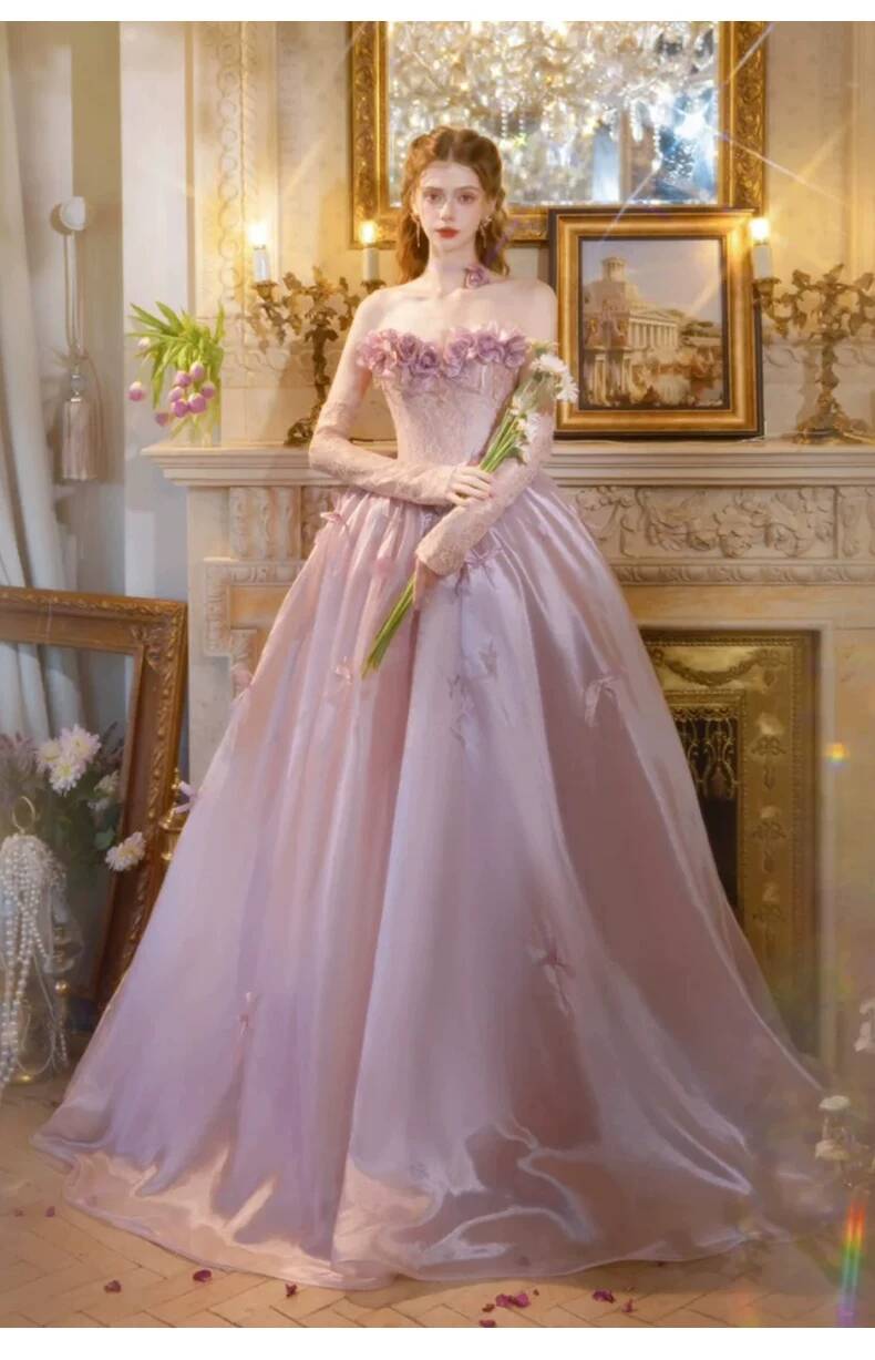 Robe de bal vintage rose poudr - Formal Dress avis et prix