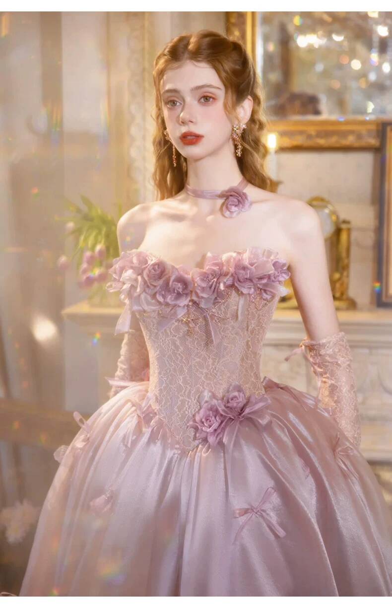 Robe de bal vintage rose poudr - Formal Dress avis et prix
