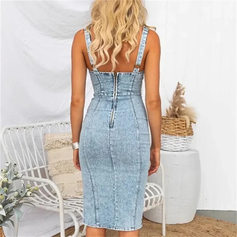 Robe en jean vintage ajustée à - Midi Dress avis et prix
