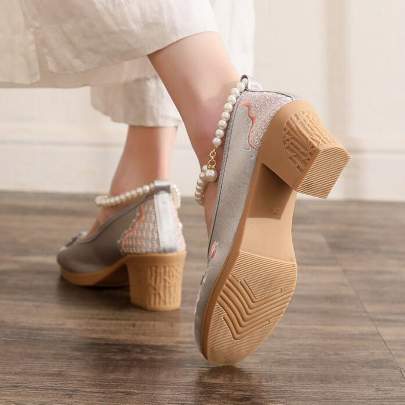 Escarpins à talons hauts brodé - Pump Heel Block avis et prix